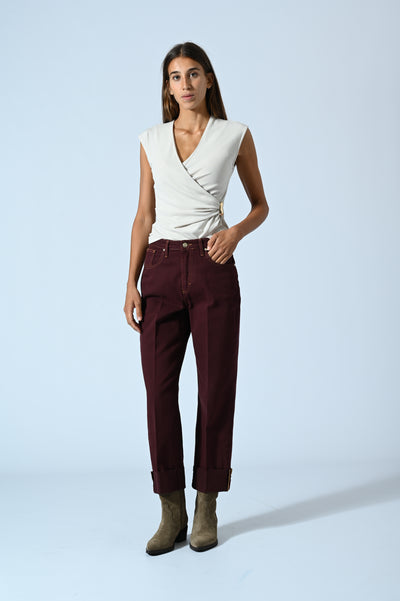 PANTALONI MOM-FIT IN COTONE