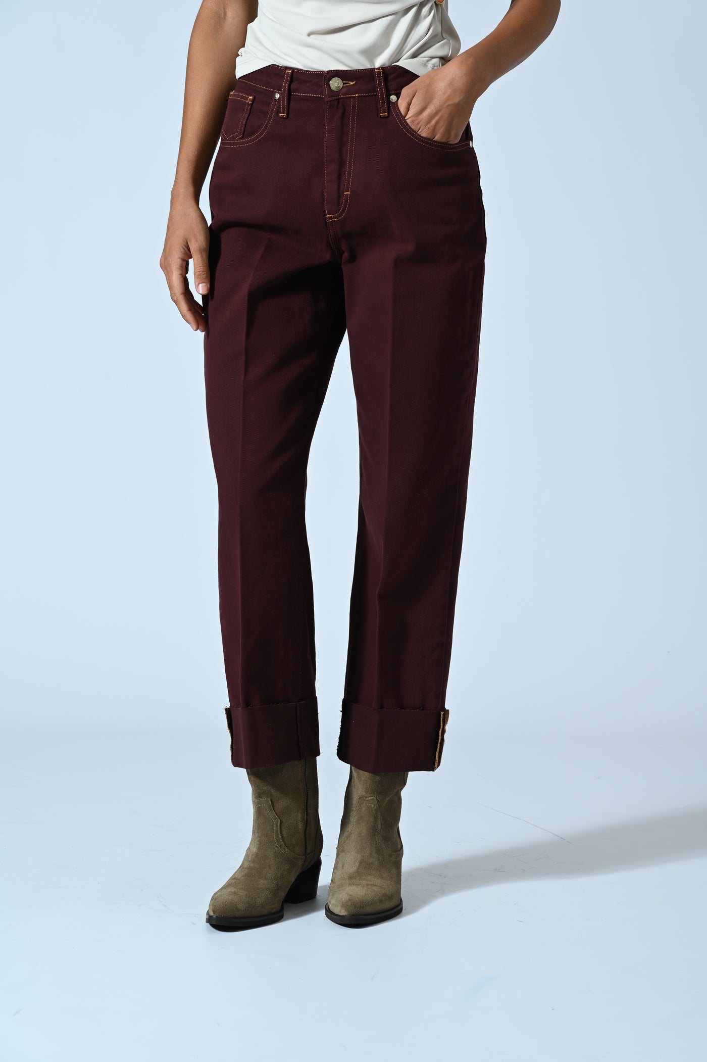 PANTALONI MOM-FIT IN COTONE