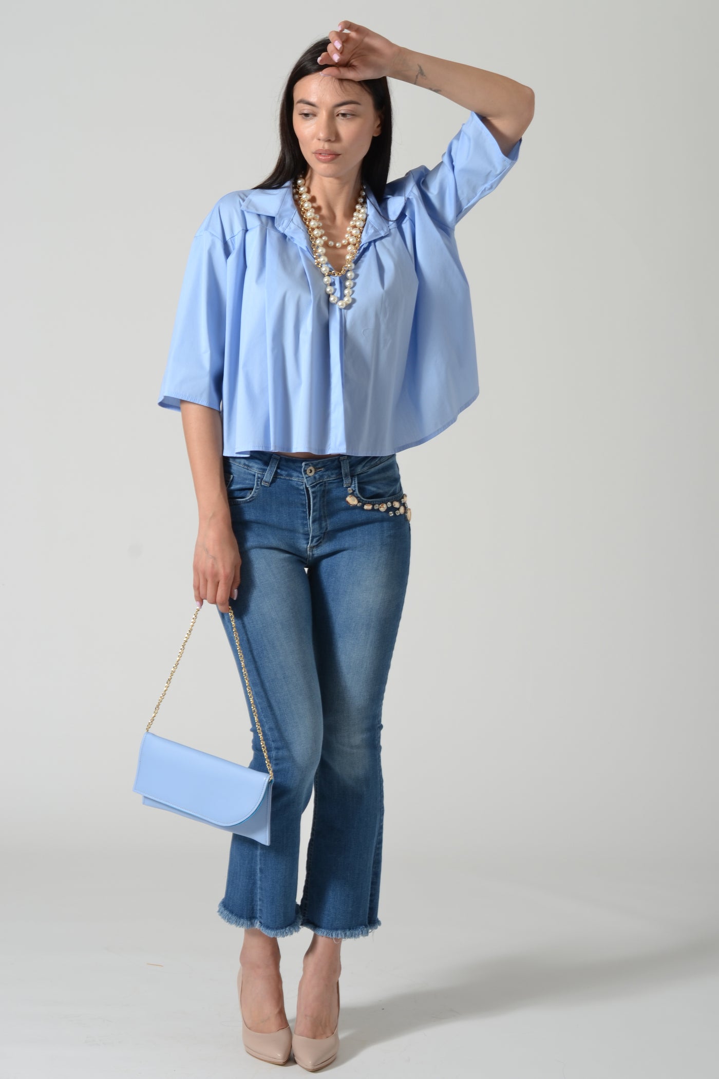 CAMICIA CROPPED PIEGHE POPELI