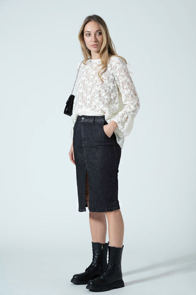 GONNA DENIM TUBINO MIDI SPACCO
