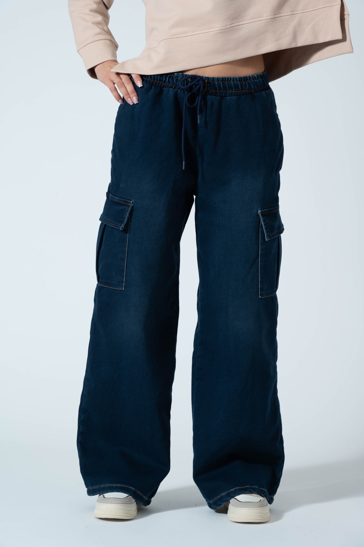 PALAZZO CARGO DENIM FELPA