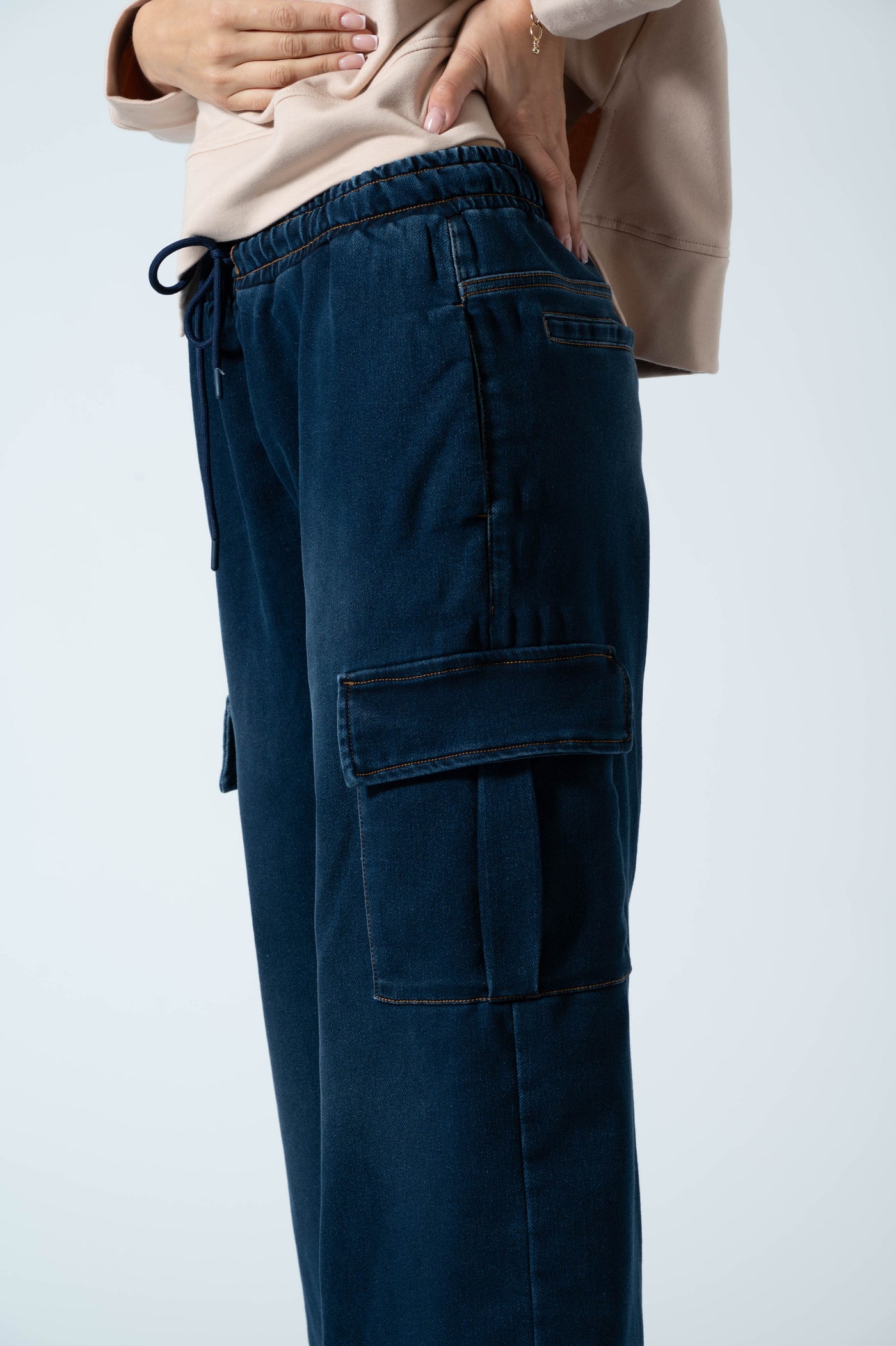 PALAZZO CARGO DENIM FELPA