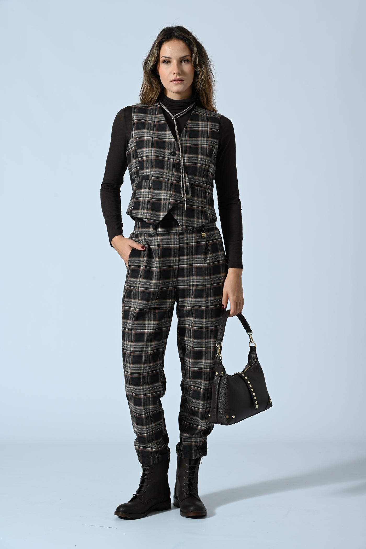 GILET CHECK ASIMMETRICO