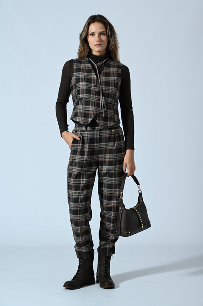 GILET CHECK ASIMMETRICO