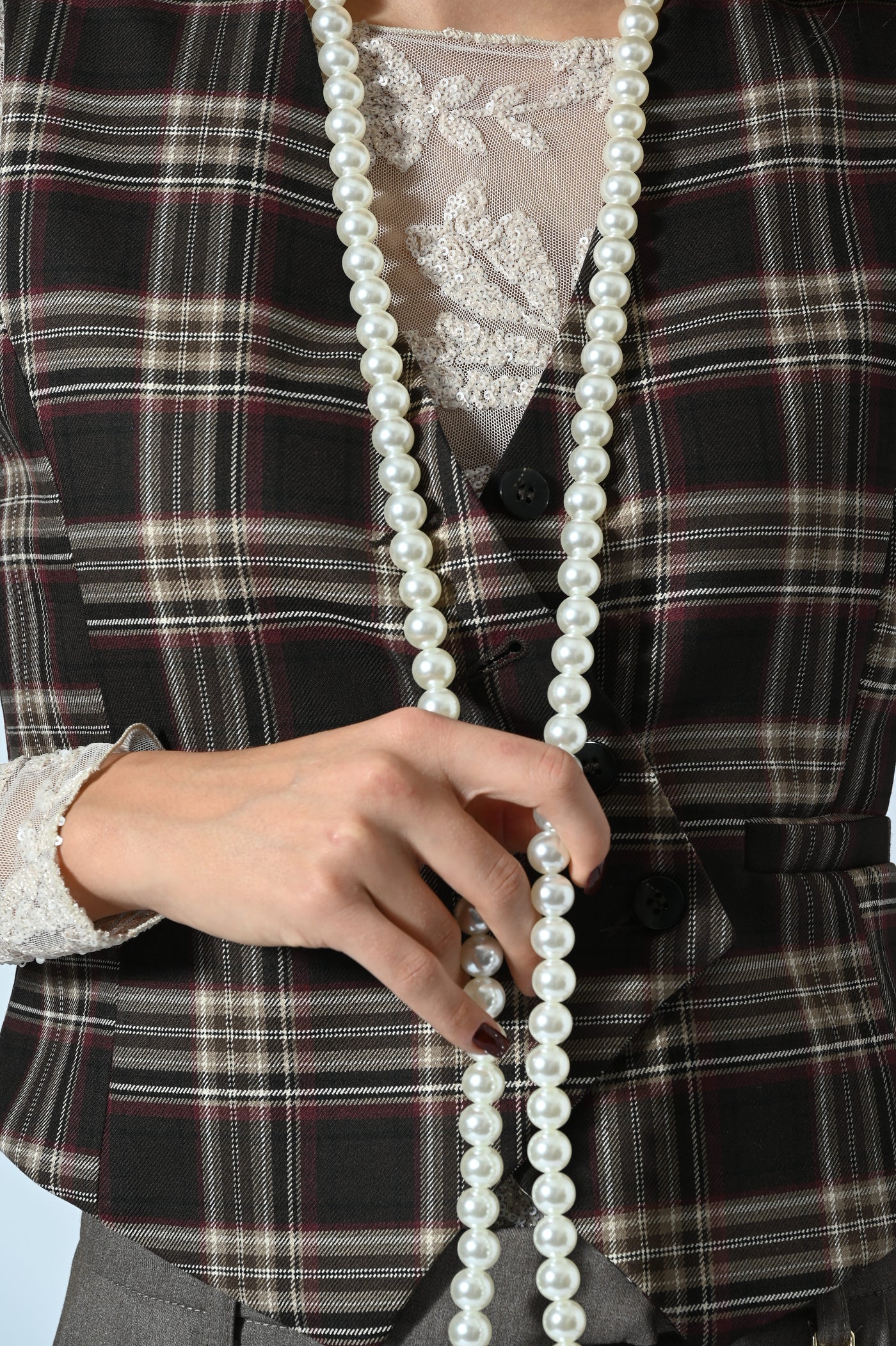 GILET CHECK ASIMMETRICO