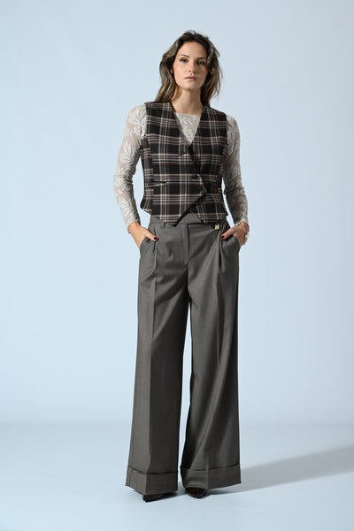 GILET CHECK ASIMMETRICO