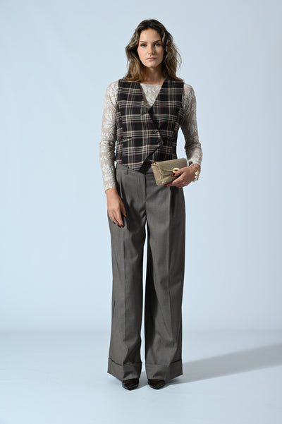 GILET CHECK ASIMMETRICO