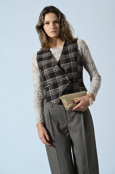 GILET CHECK ASIMMETRICO