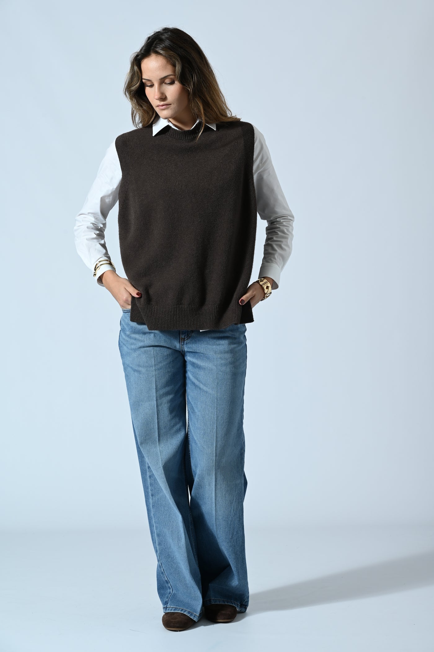 JEANS A PALAZZO 5 TASCHE