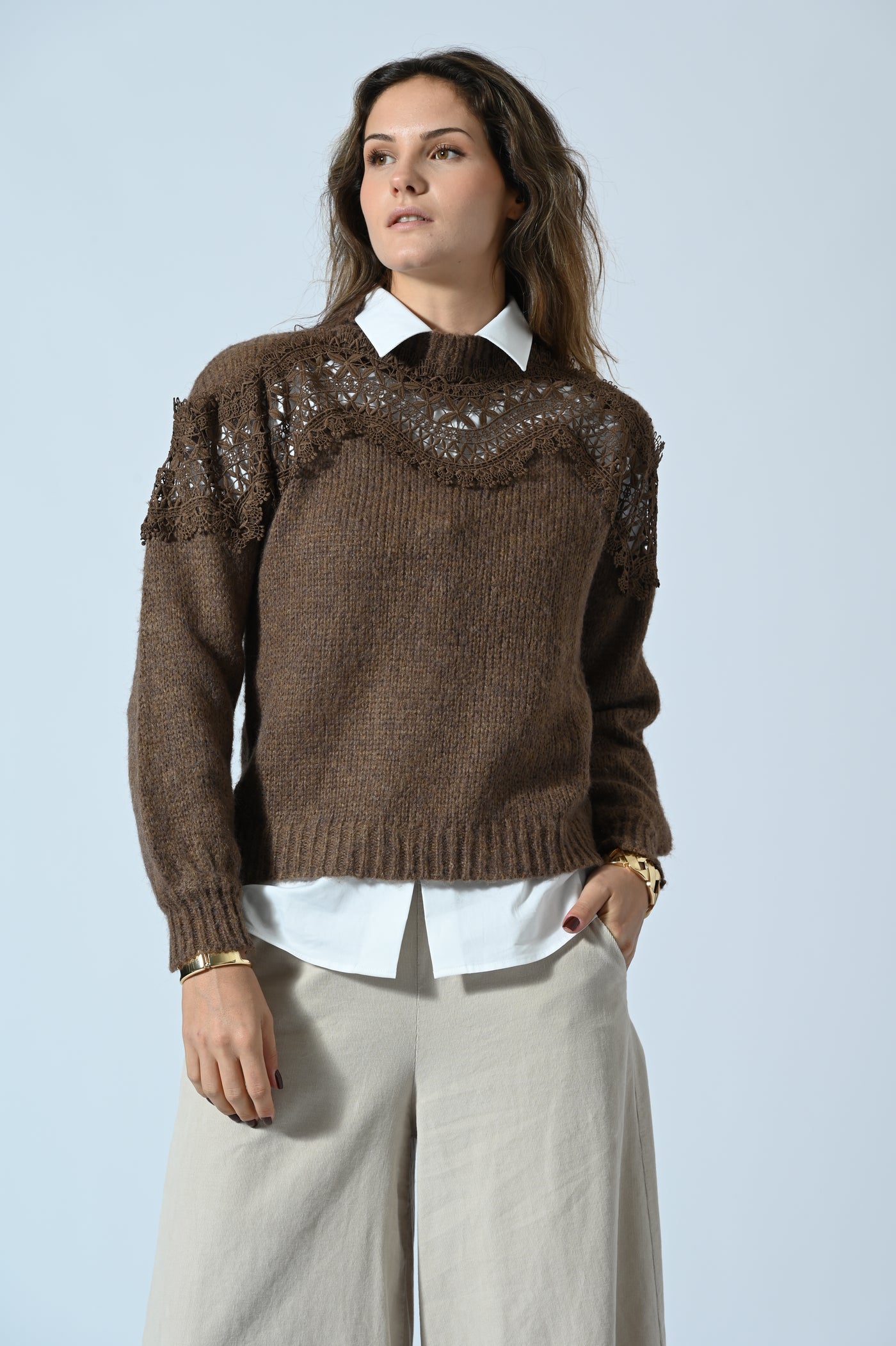 MAGLIA GIROCOLLO CON PIZZO