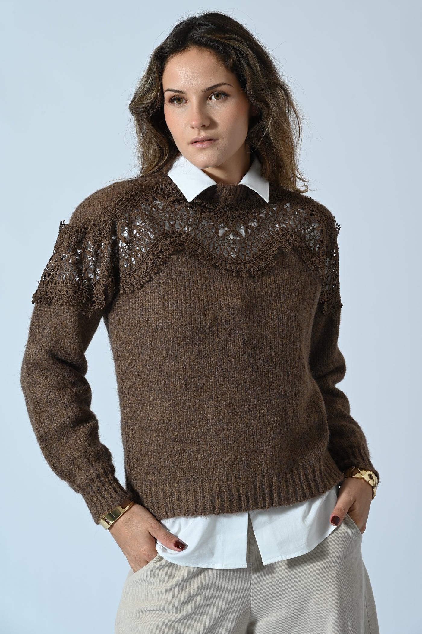 MAGLIA GIROCOLLO CON PIZZO