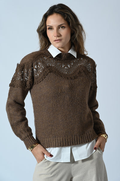 MAGLIA GIROCOLLO CON PIZZO