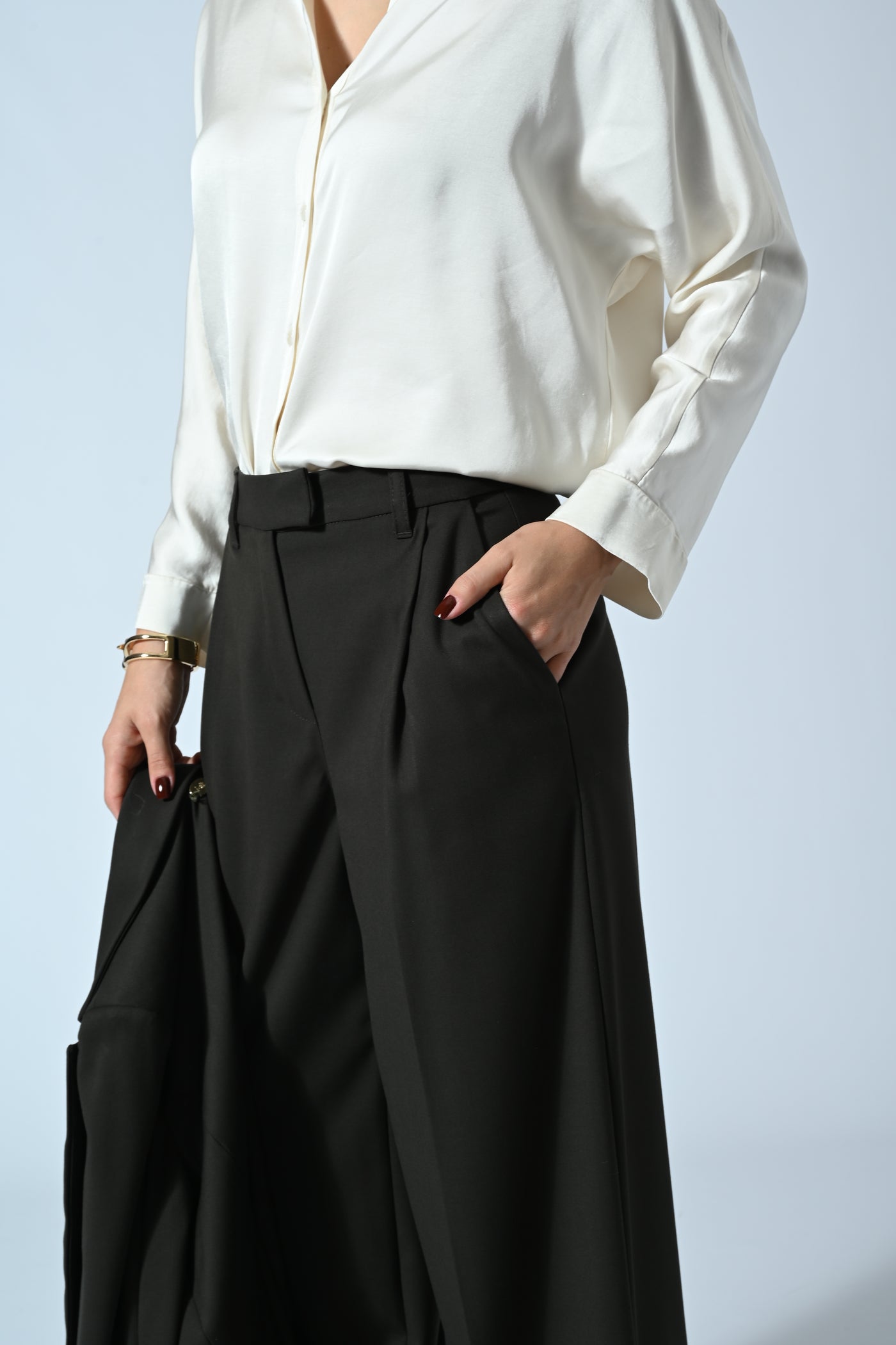 PANTALONI A PALAZZO IN MANO LANA