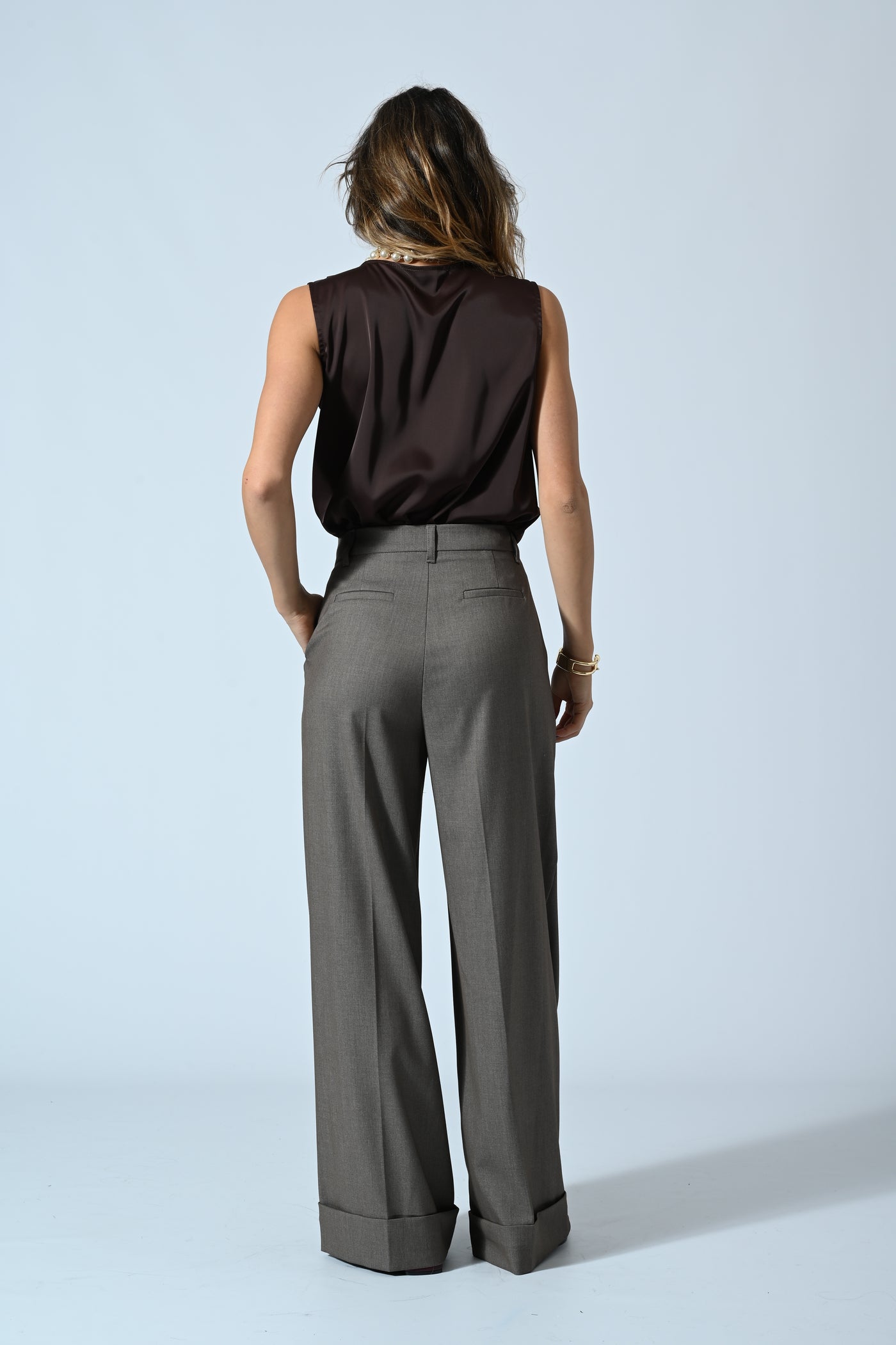 PANTALONI A PALAZZO IN MANO LANA