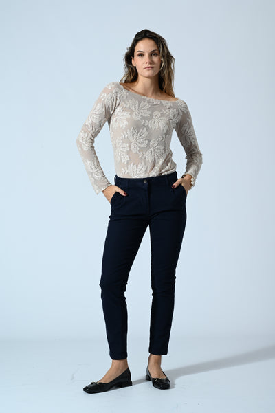 PANTALONI IN COTONE CHINO CON PINCE