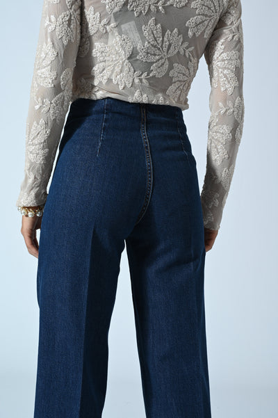 JEANS PALAZZO CON BOTTONI ORO