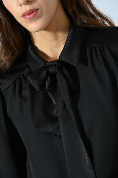 CAMICIA IN GEORGETTE CON INSERTI IN RASO
