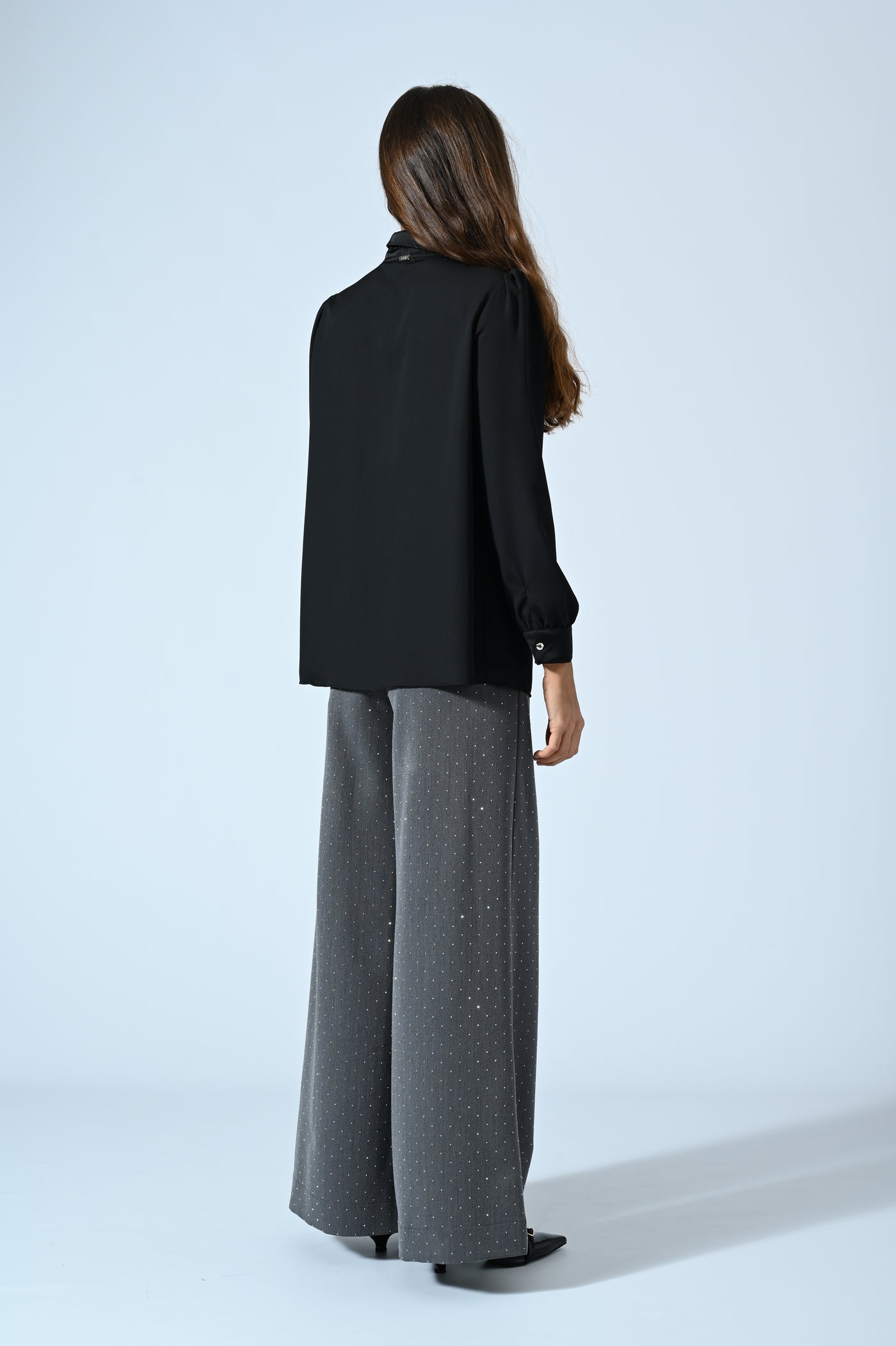 CAMICIA IN GEORGETTE CON INSERTI IN RASO