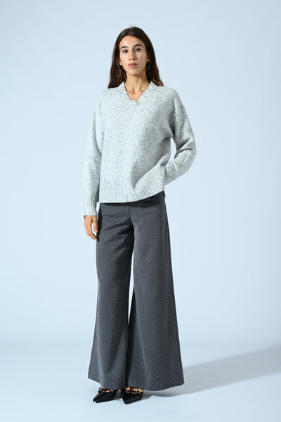 PANTALONI A PALAZZO CON STRASS