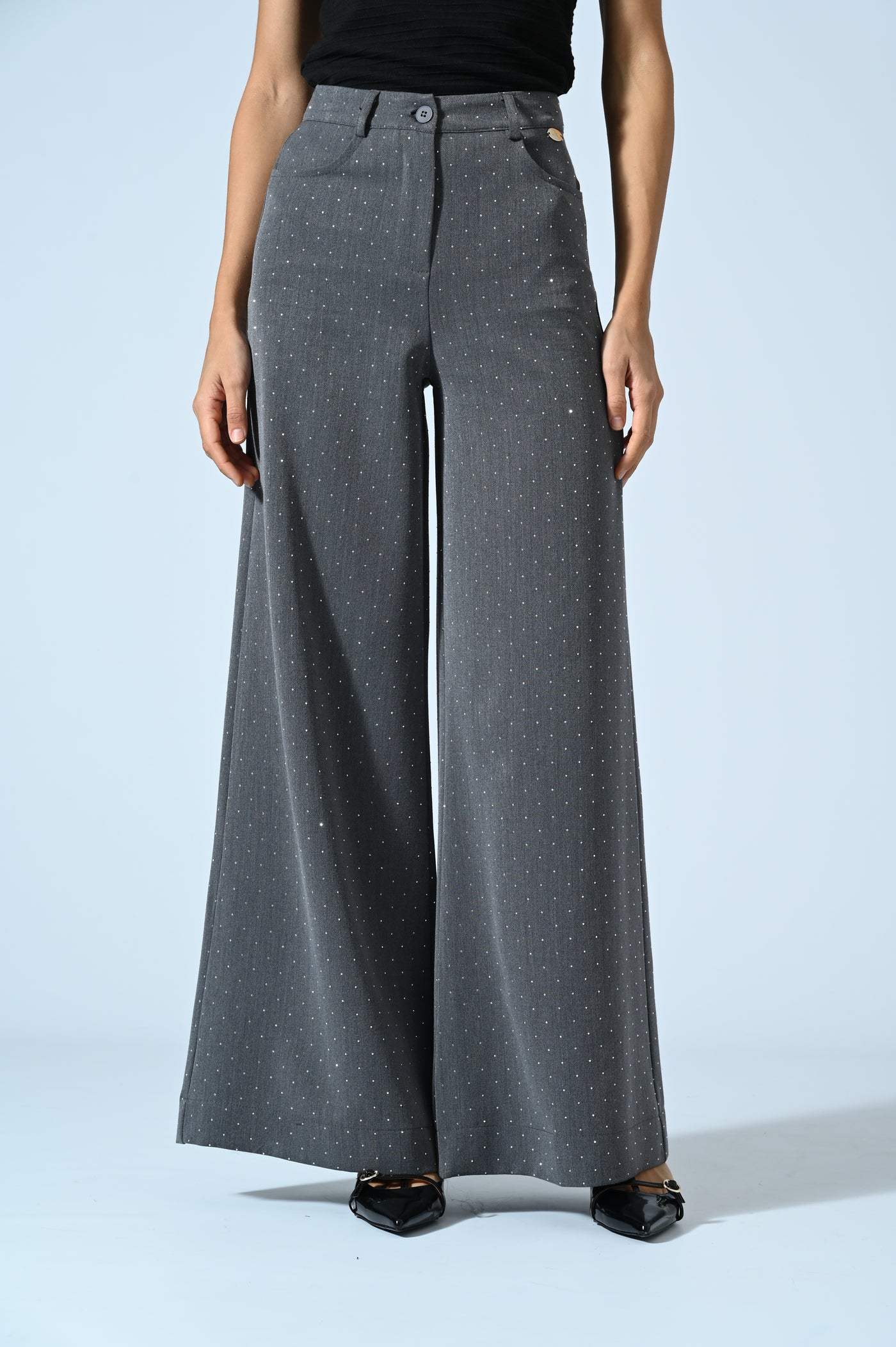 PANTALONI A PALAZZO CON STRASS
