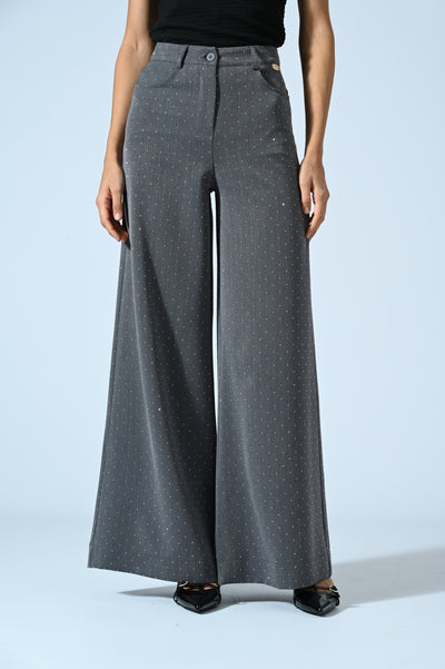 PANTALONI A PALAZZO CON STRASS