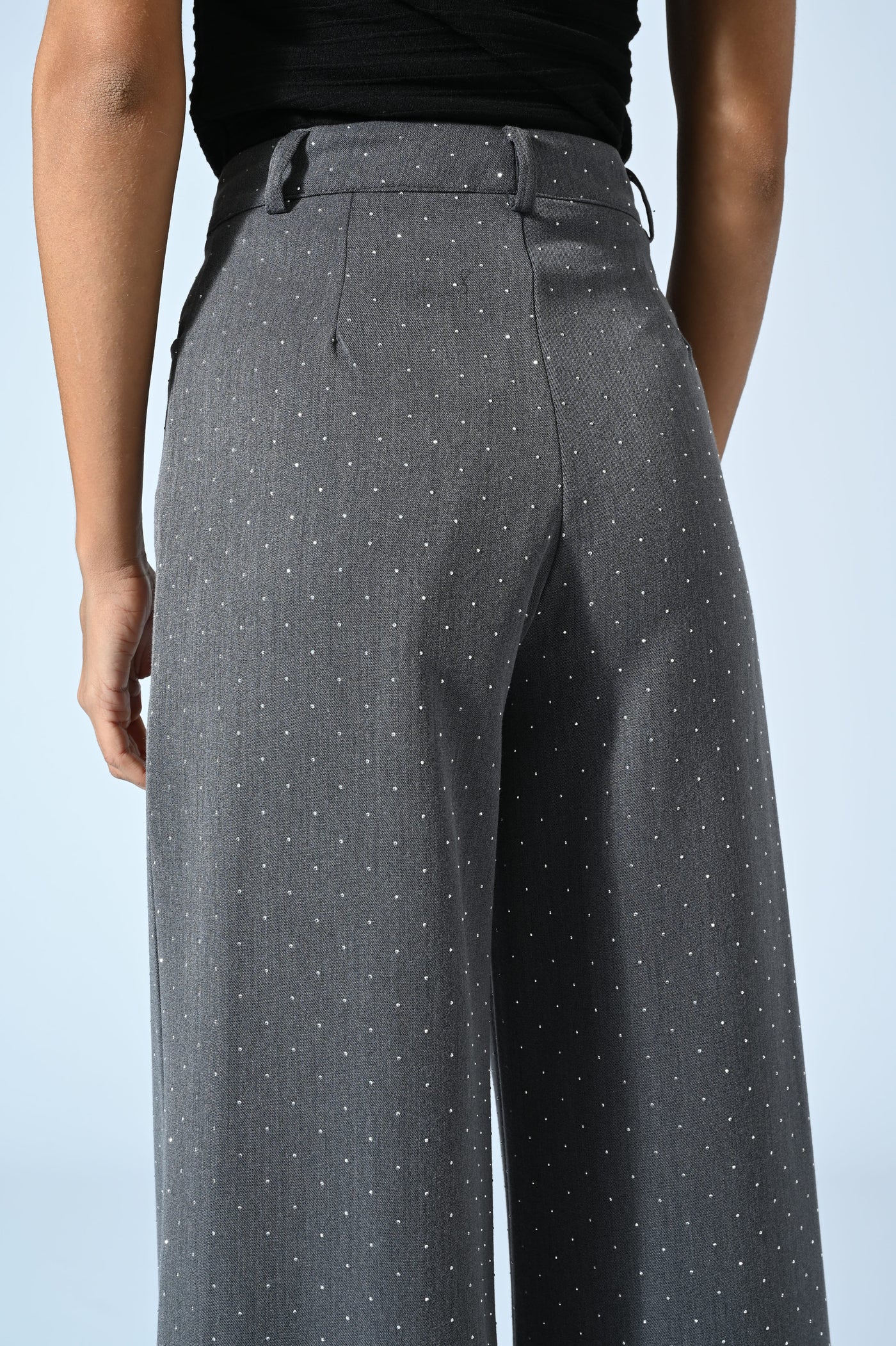PANTALONI A PALAZZO CON STRASS