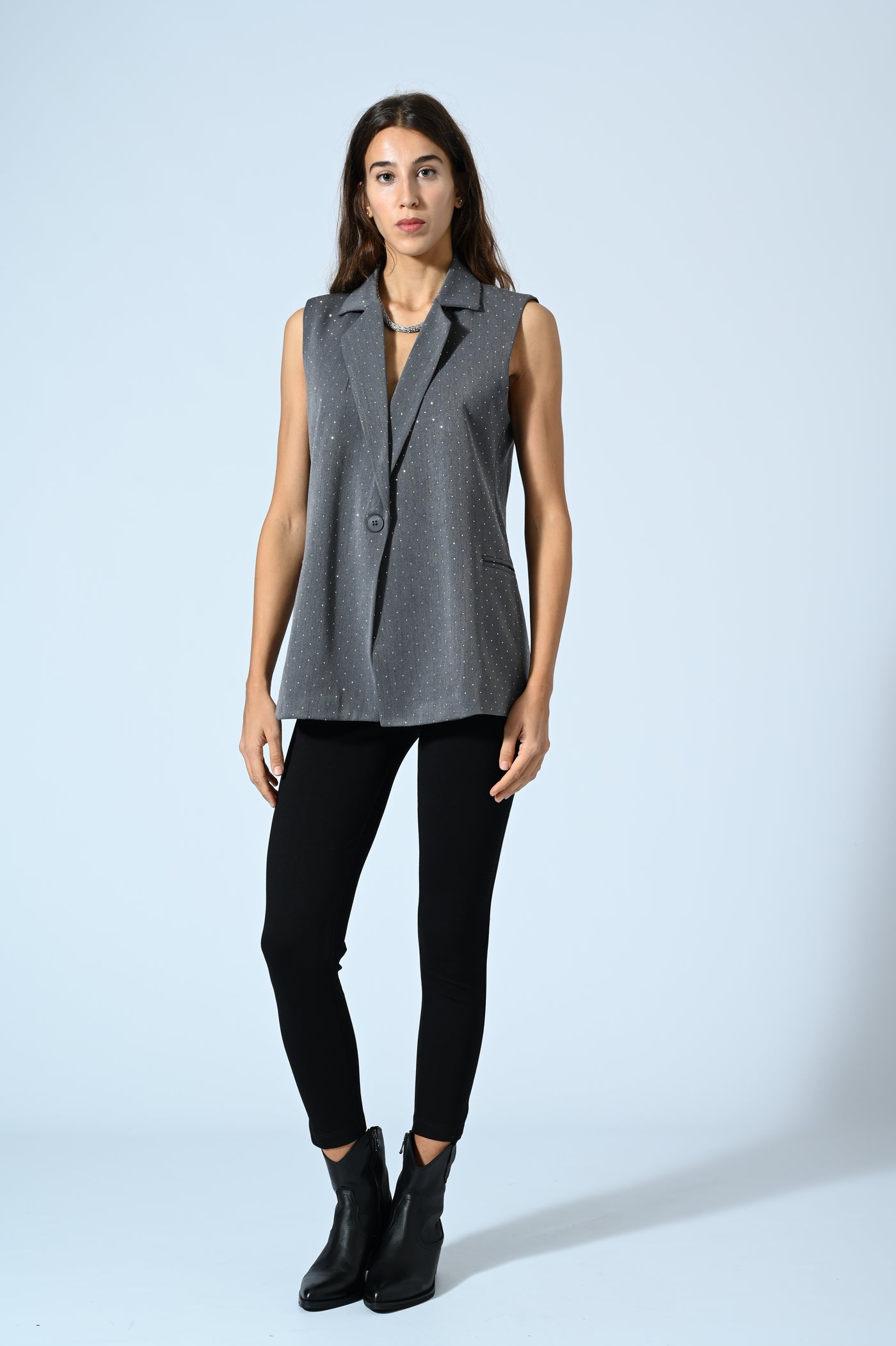 GILET LUNGO CON STRASS