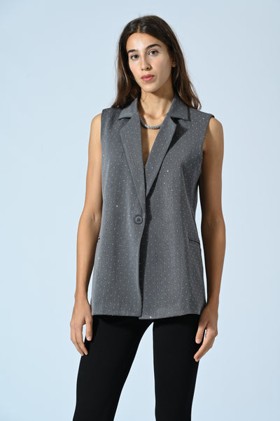 GILET LUNGO CON STRASS