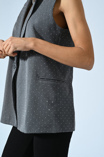 GILET LUNGO CON STRASS