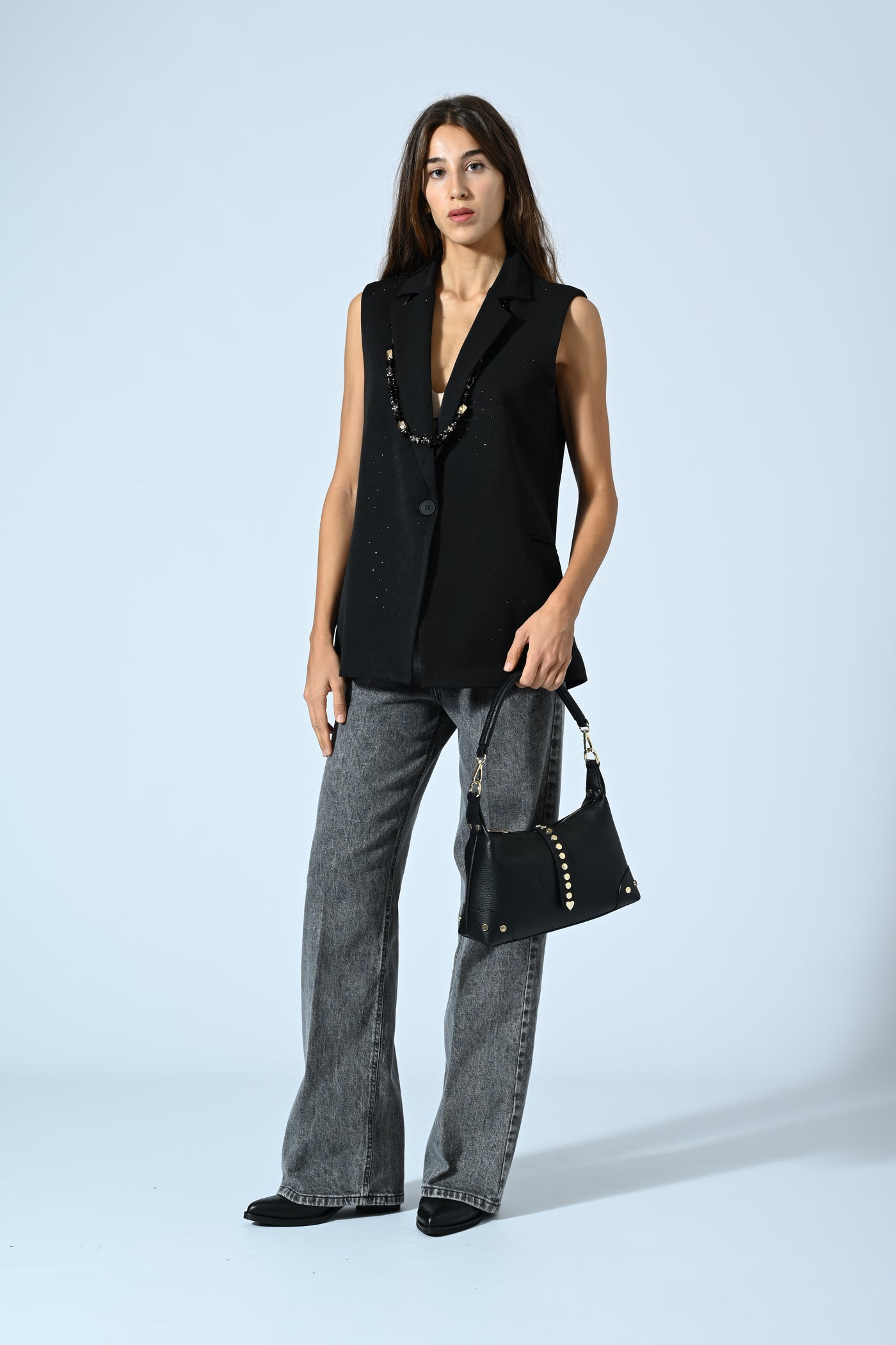 GILET LUNGO CON STRASS