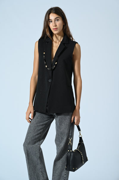 GILET LUNGO CON STRASS