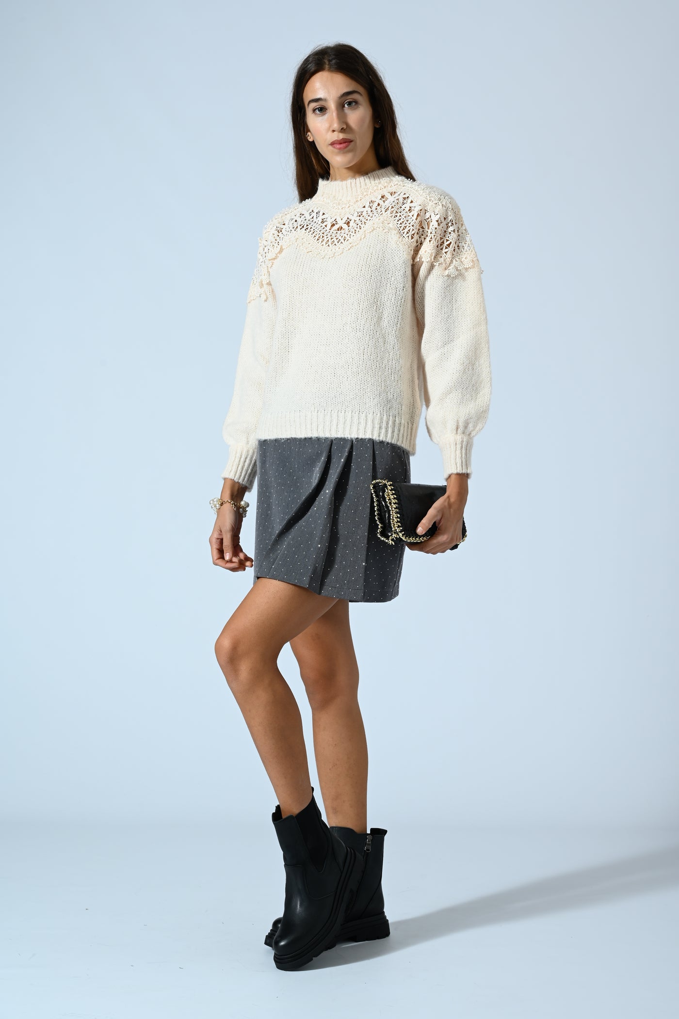 MAGLIA GIROCOLLO CON PIZZO