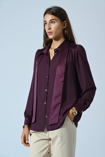 CAMICIA IN GEORGETTE CON INSERTI IN RASO