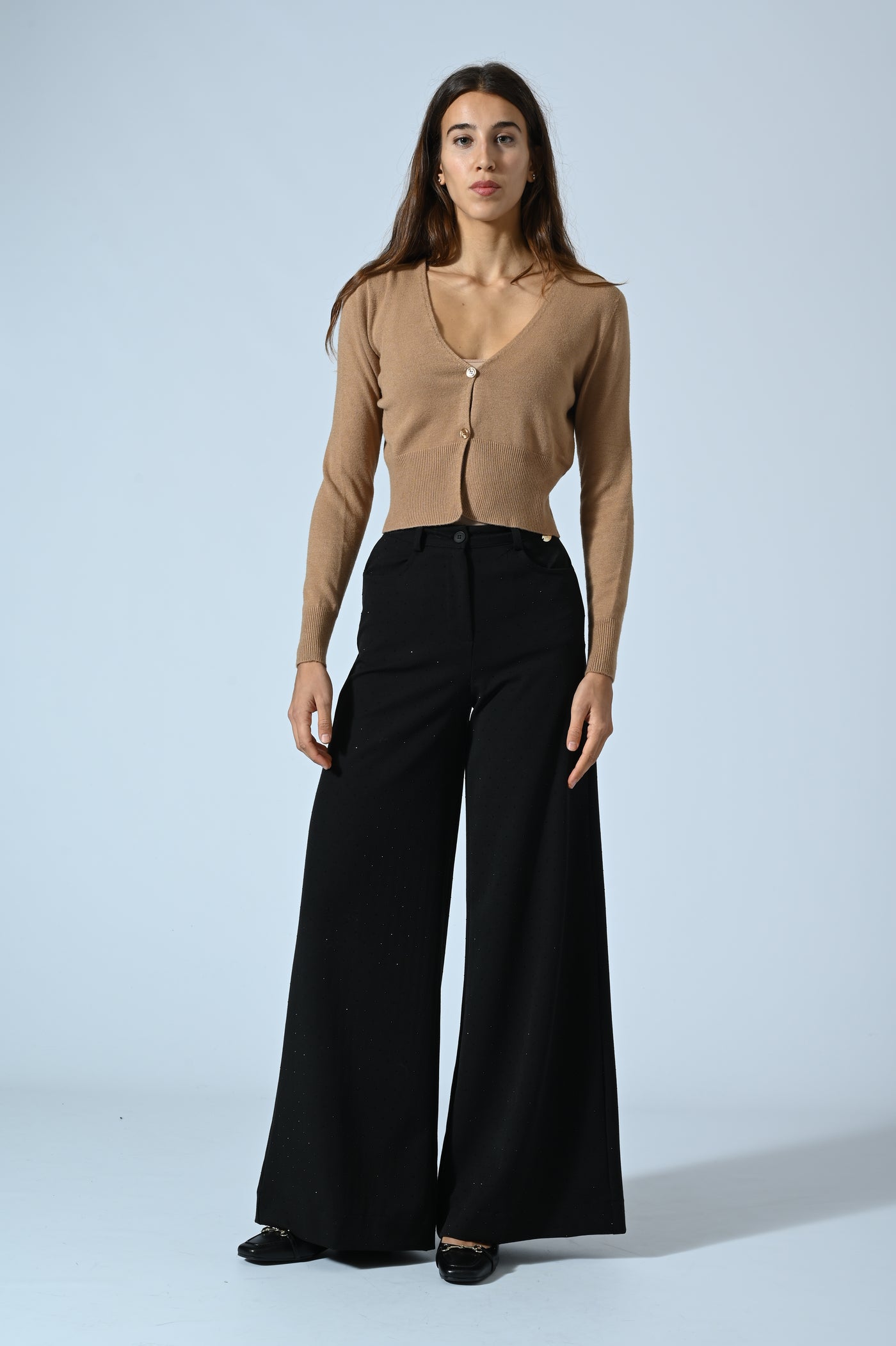 PANTALONI A PALAZZO CON STRASS