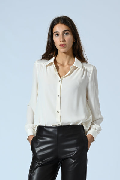 CAMICIA IN GEORGETTE CON INSERTI IN RASO
