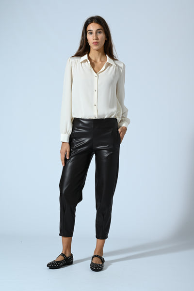 CAMICIA IN GEORGETTE CON INSERTI IN RASO