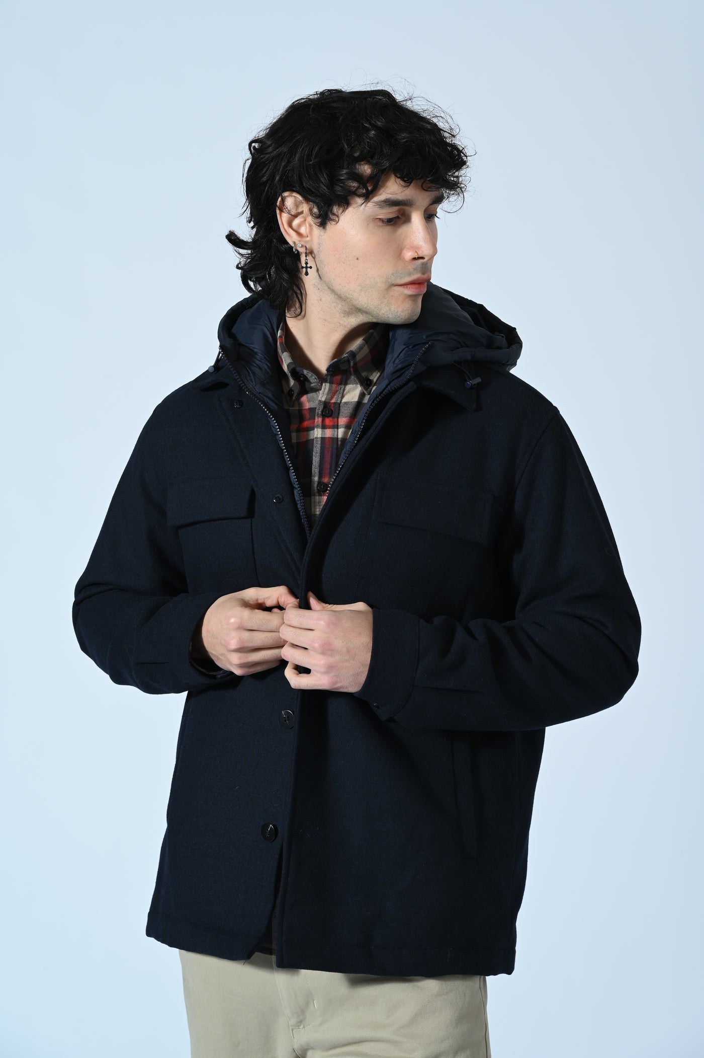 GIACCA IN LANA COTTA CON PETTORINA REMOVIBILE