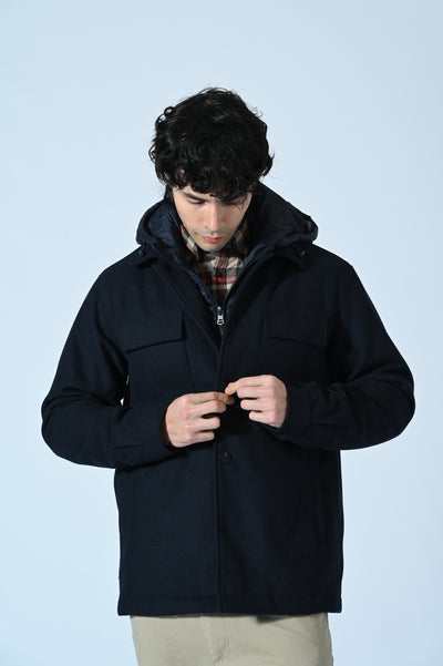 GIACCA IN LANA COTTA CON PETTORINA REMOVIBILE