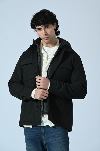 GIACCA IN LANA COTTA CON PETTORINA REMOVIBILE