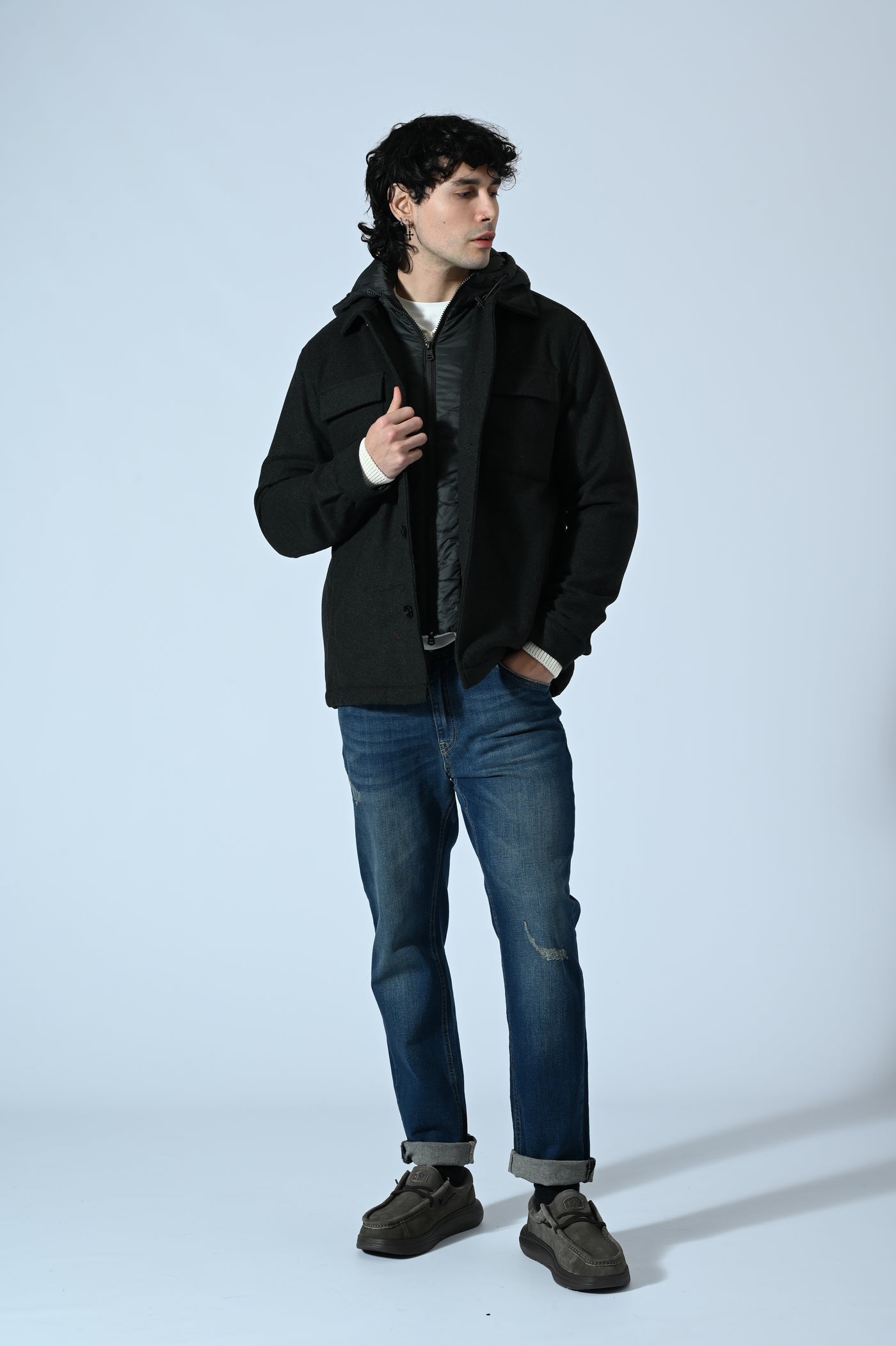 GIACCA IN LANA COTTA CON PETTORINA REMOVIBILE