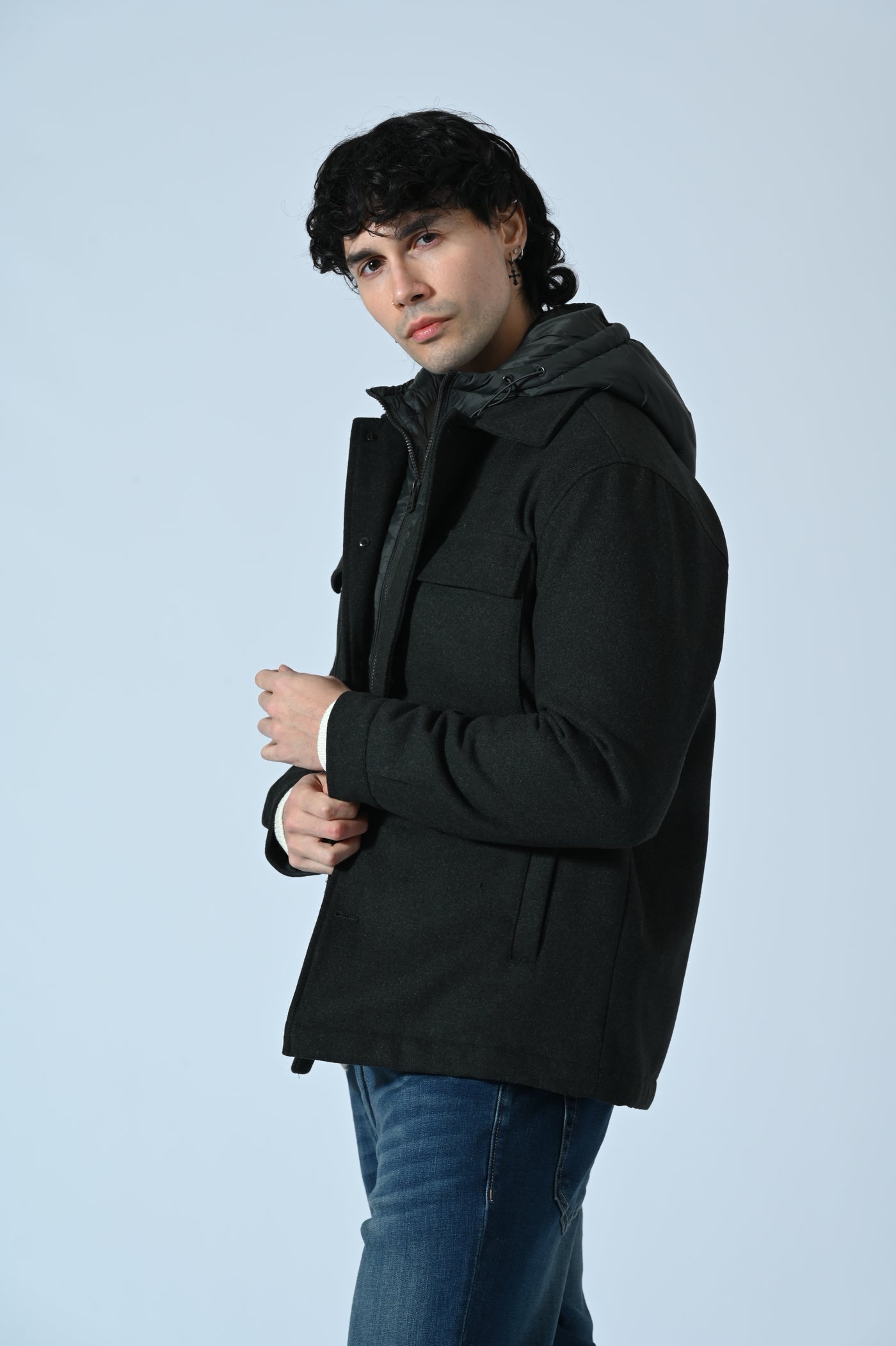 GIACCA IN LANA COTTA CON PETTORINA REMOVIBILE