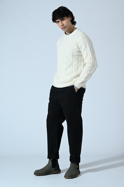 MAGLIA GIROCOLLO A TRECCE