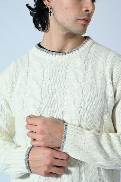 MAGLIA GIROCOLLO A TRECCE