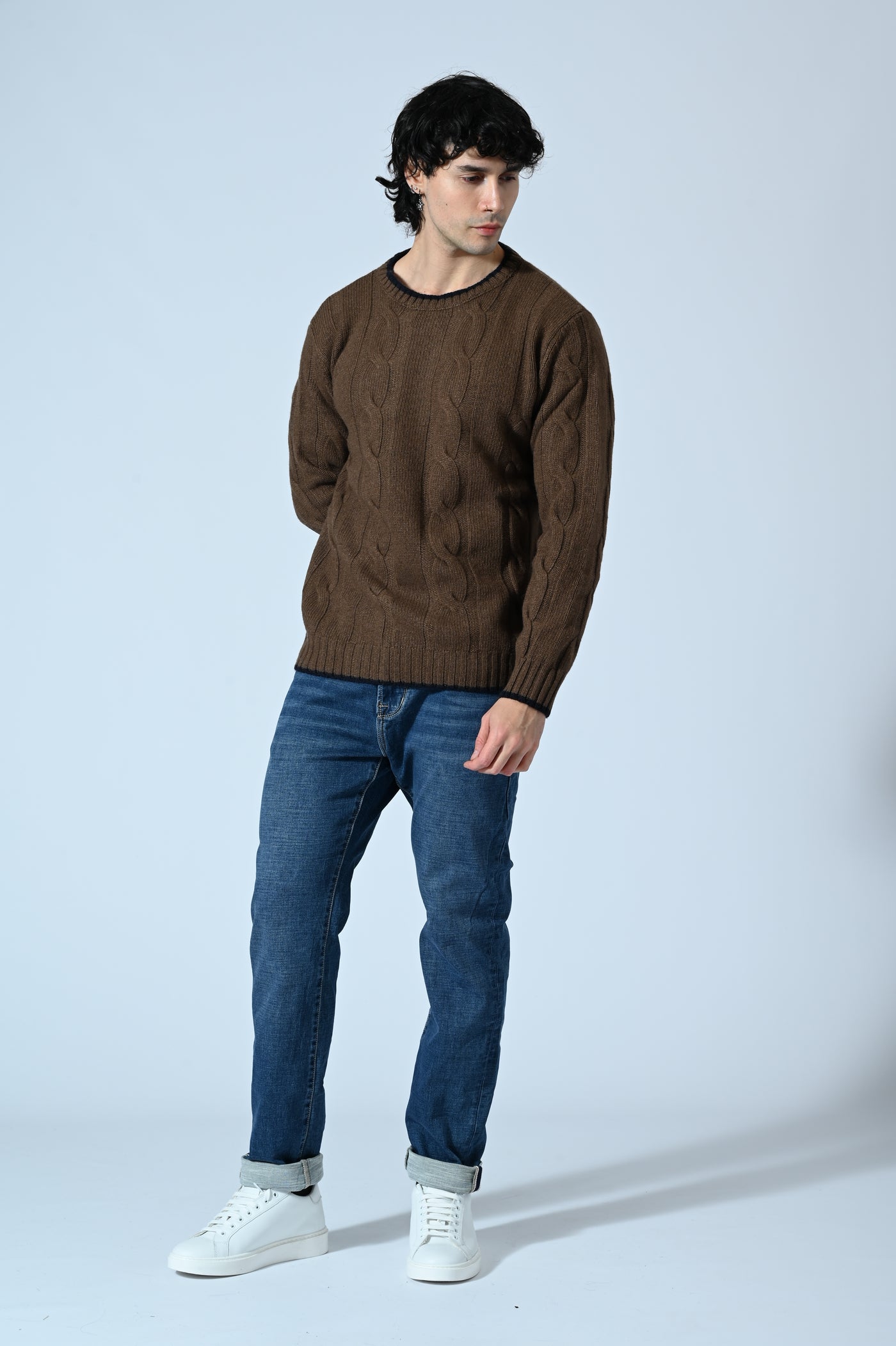 MAGLIA GIROCOLLO A TRECCE