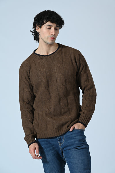 MAGLIA GIROCOLLO A TRECCE