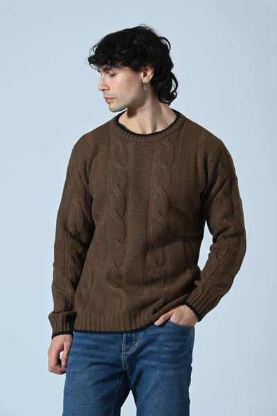 MAGLIA GIROCOLLO A TRECCE