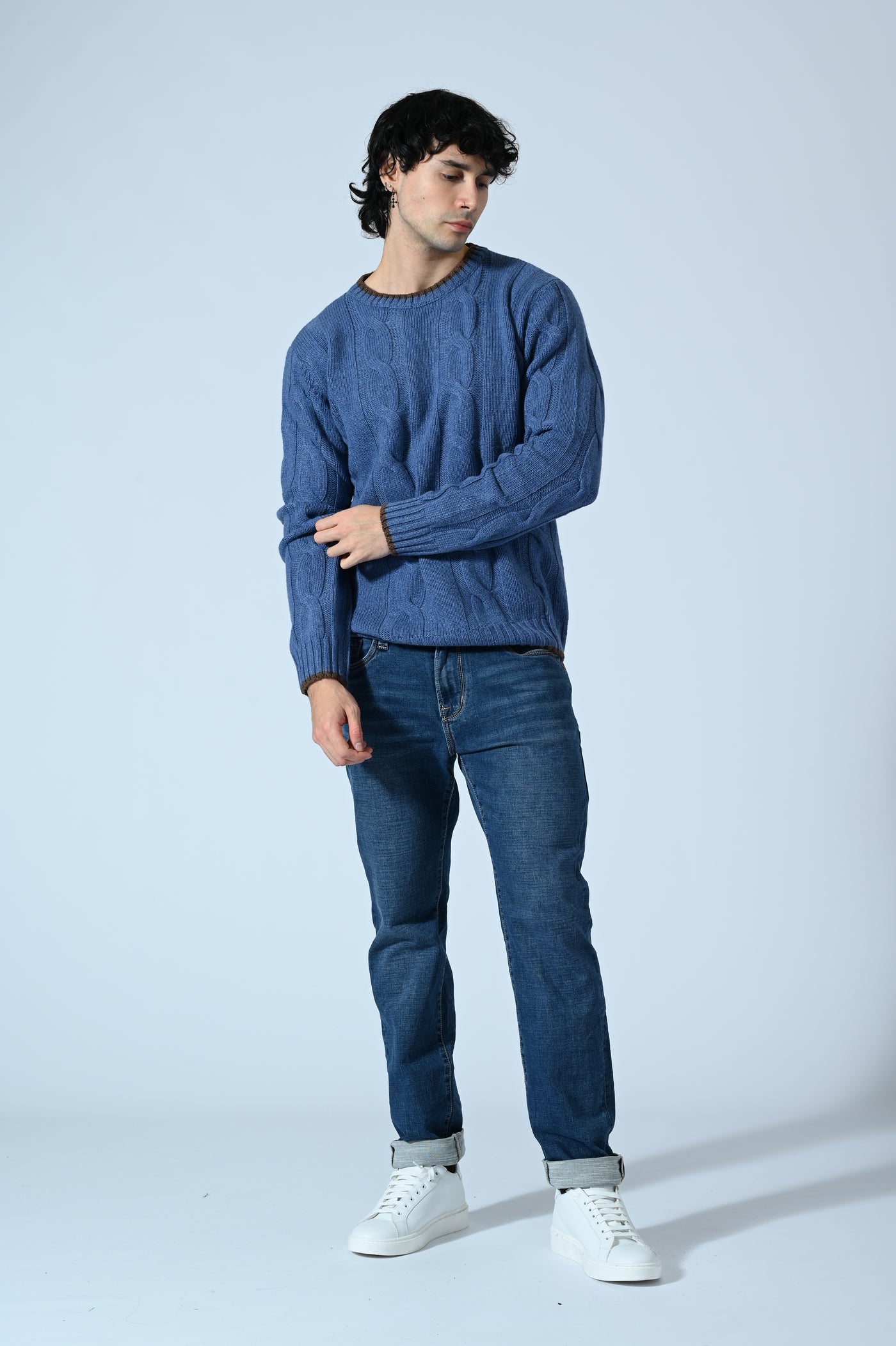 MAGLIA GIROCOLLO A TRECCE