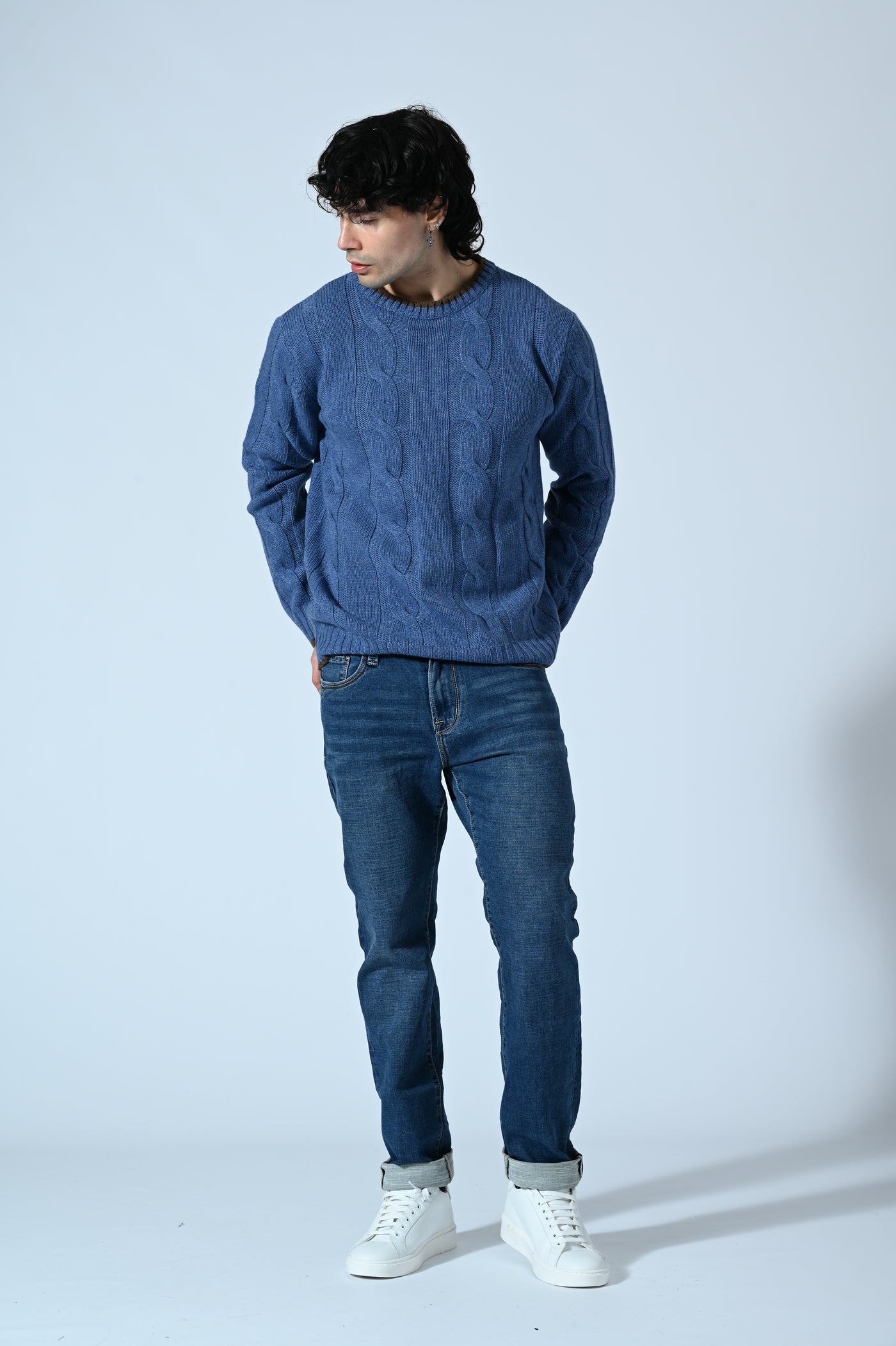 MAGLIA GIROCOLLO A TRECCE