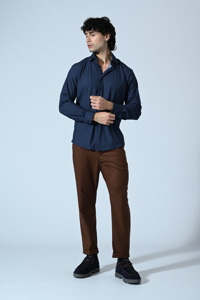 CAMICIA IN TESSUTO TECNICO MICROFANTASIA