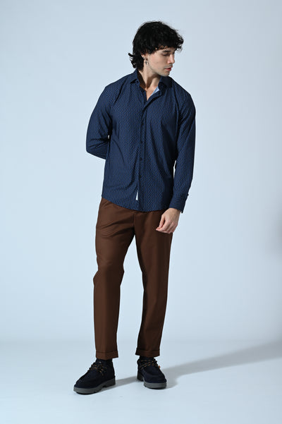 CAMICIA IN TESSUTO TECNICO MICROFANTASIA